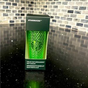 Starbucks, Holiday 2023 Ornament Metallic Green Bling Key Chain Brand New